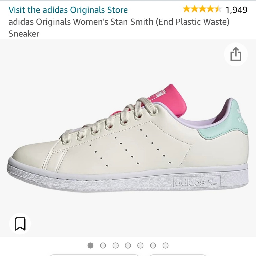 Adidas Originals Women’s Stan Smith Cream White/Cream White/Clear Mint Sz 8.5